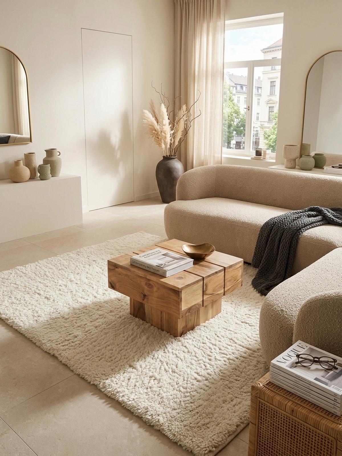 BEISTELLTISCH aus Massivholz, handgefertigt, Unikat, Beige 44x44x30 cm - Beige, Holz (44/44/30cm) - KADIMA DESIGN