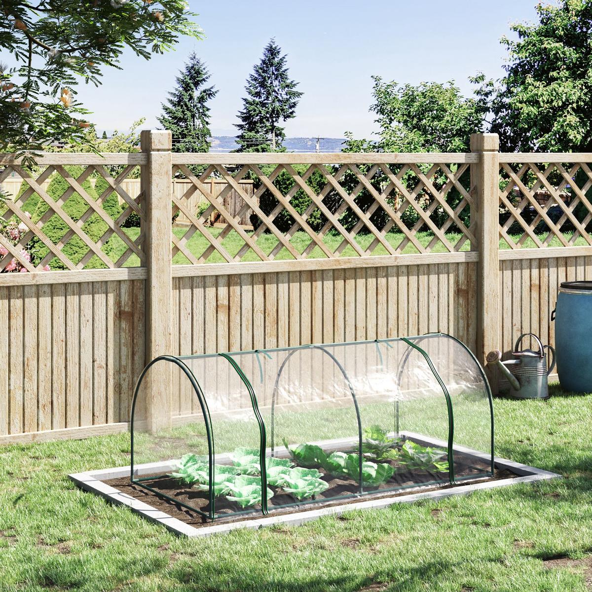 FOLIENGEWÄCHSHAUS, Transparent+Grün, kunststoff(Folie), Stahl(Gestell) - Transparent/Grün, Metall (100/80/200cm) - Outsunny