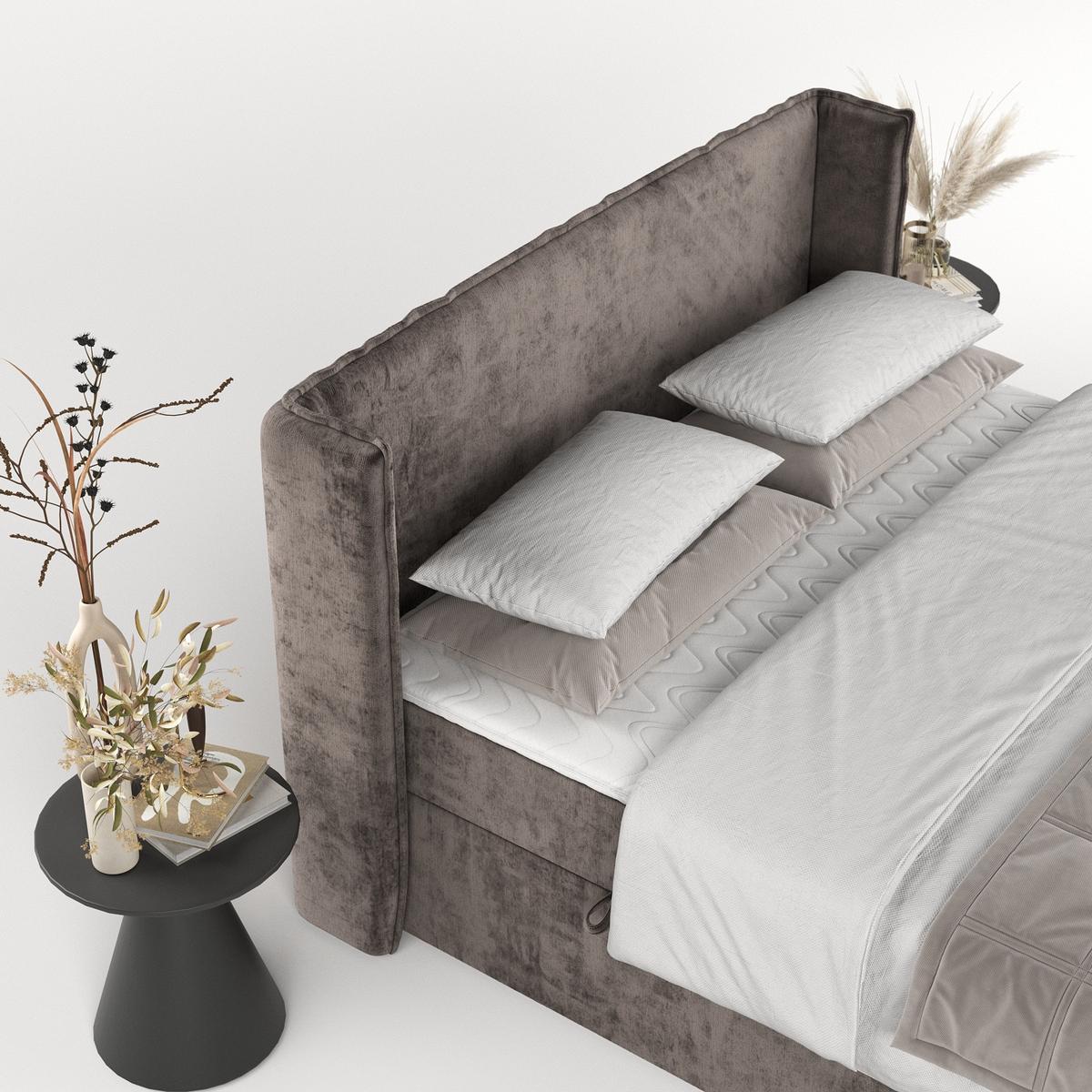 BOXBETT Viva 160/200 cm Braun im Lotta Stoff - Schwarz/Braun, Holz/Holzwerkstoff (160/200cm) - AltaBeds