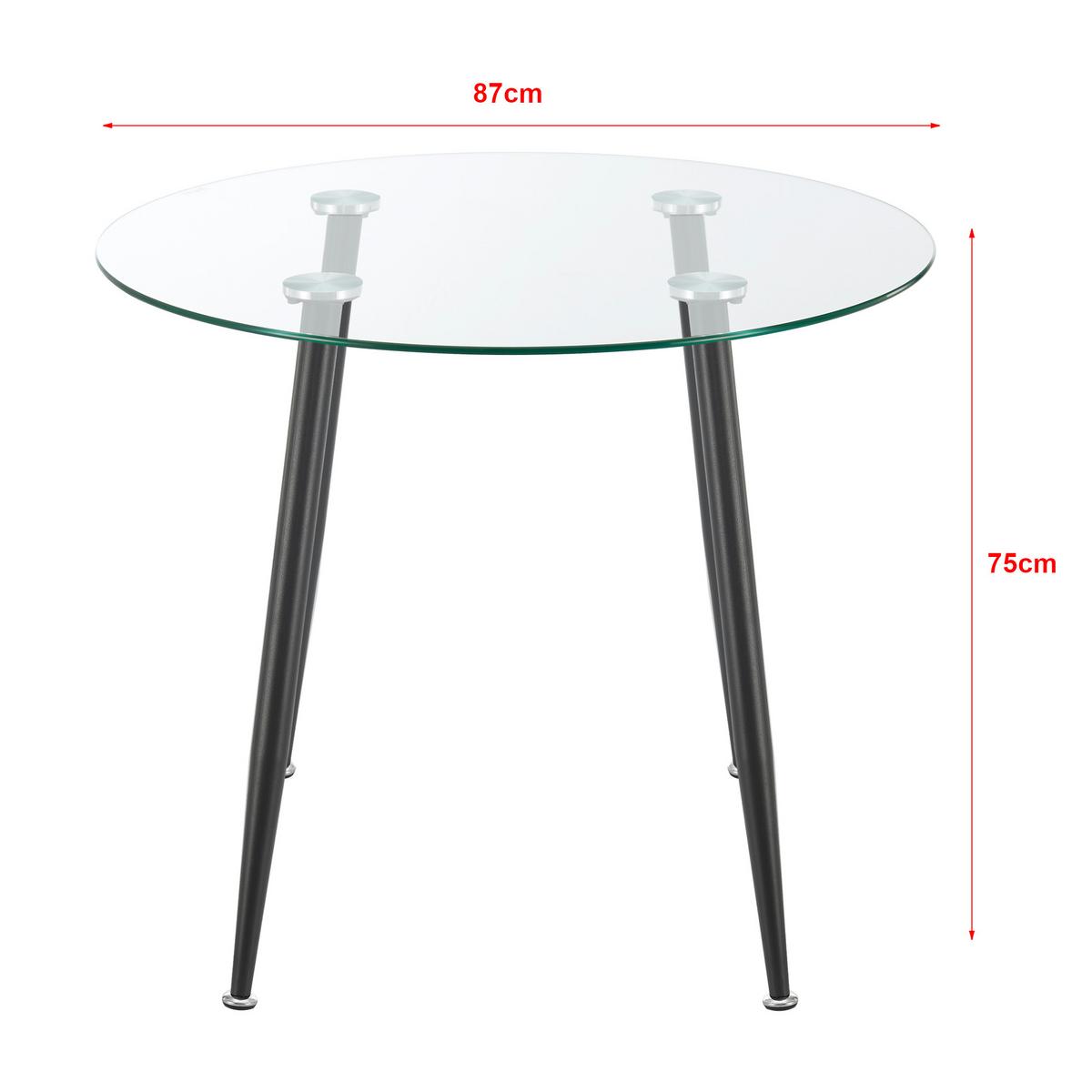 ESSTISCH Humppila - Transparent/Schwarz, Glas/Metall (87/87/75cm) - [en.casa]
