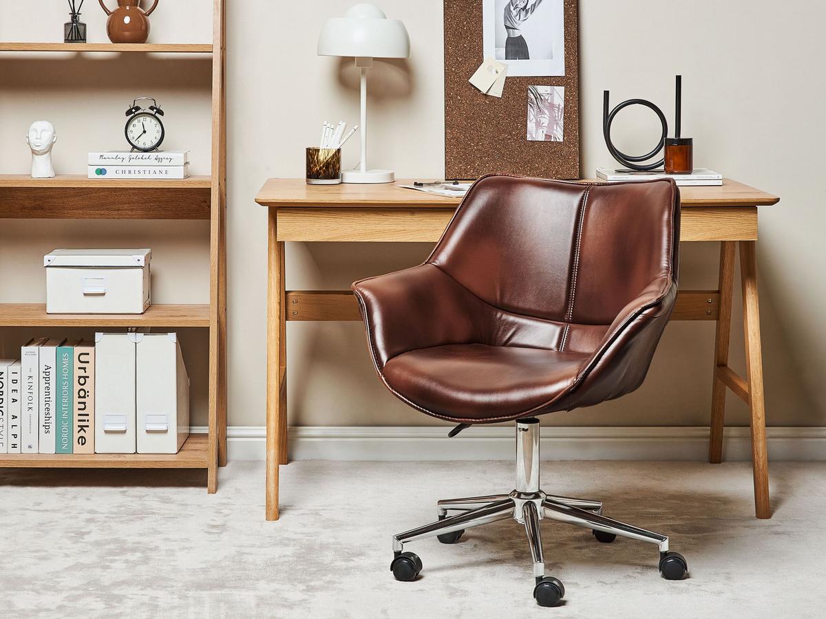 BÜROSTUHL Kunstleder Braun Newdale - Braun, Textil/Metall (62/79/62cm) - Beliani
