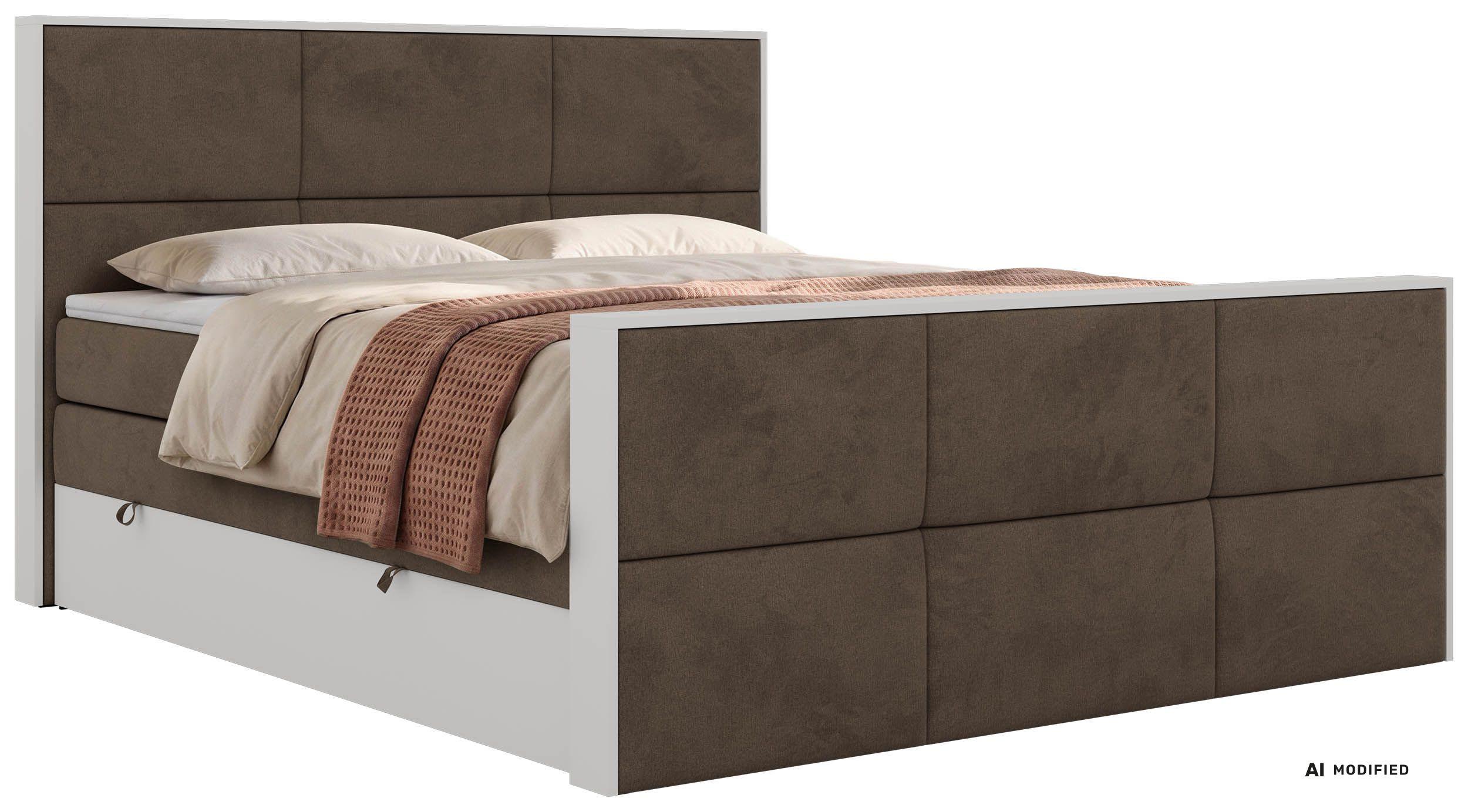 BOXSPRINGBETT DELVIT KING DUO 200/200 - Braun Velvet - Topper T25 - H4 - Schwarz/Braun, Kunststoff/Textil (200/200cm) - MKS