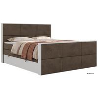 BOXSPRINGBETT DELVIT KING DUO 140/200 - Braun Velvet - Topper Visco - H3 - Schwarz/Braun, Kunststoff/Textil (140/200cm) - MKS