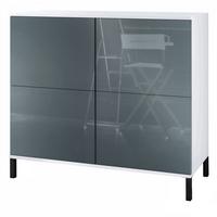 KOMMODE Rova Grau Hochglanz - Grau, Holzwerkstoff (92.5/83.5/35cm) - Vladon