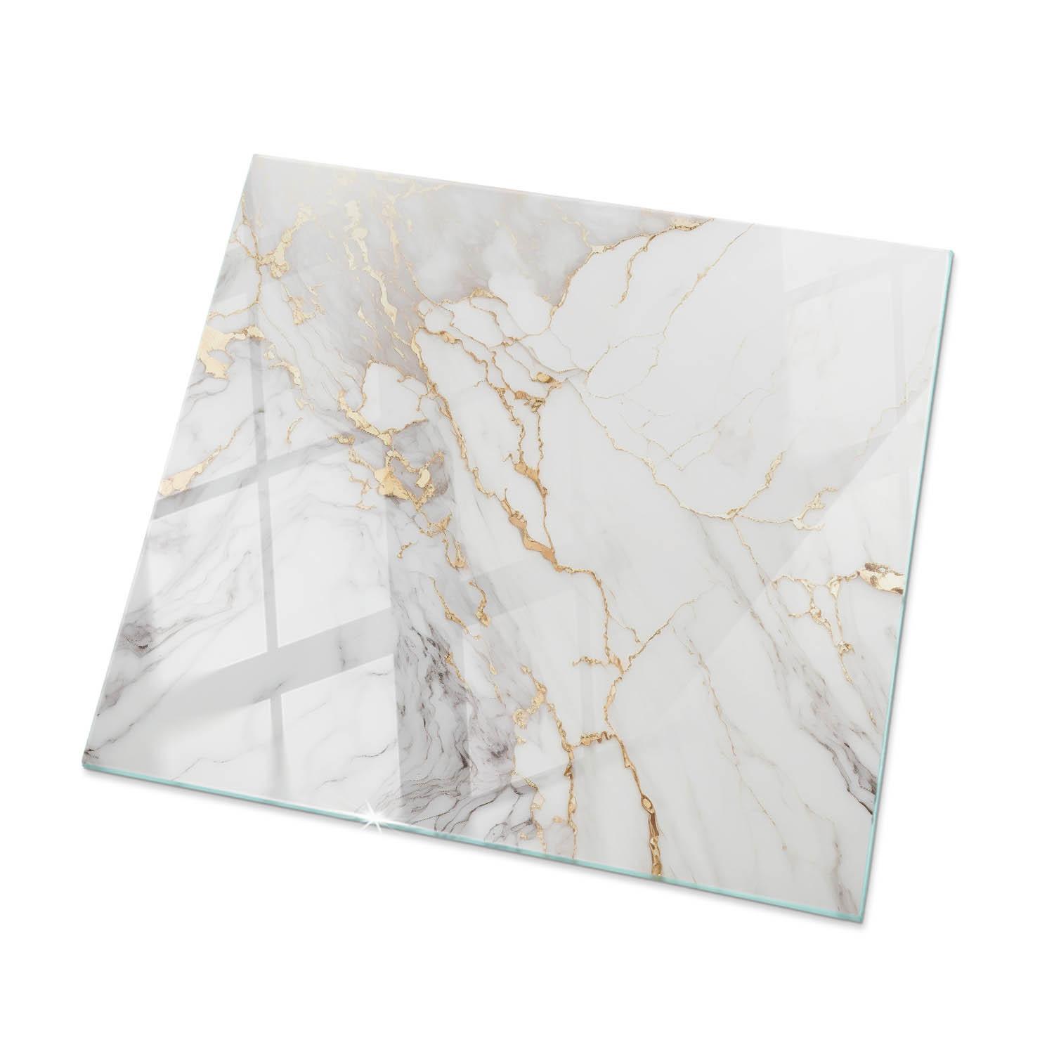 TISCHPLATTE 60x60 cm Eleganter Marmor mit Adern - Weiß, Glas (0.4/60/60cm) - TULUP