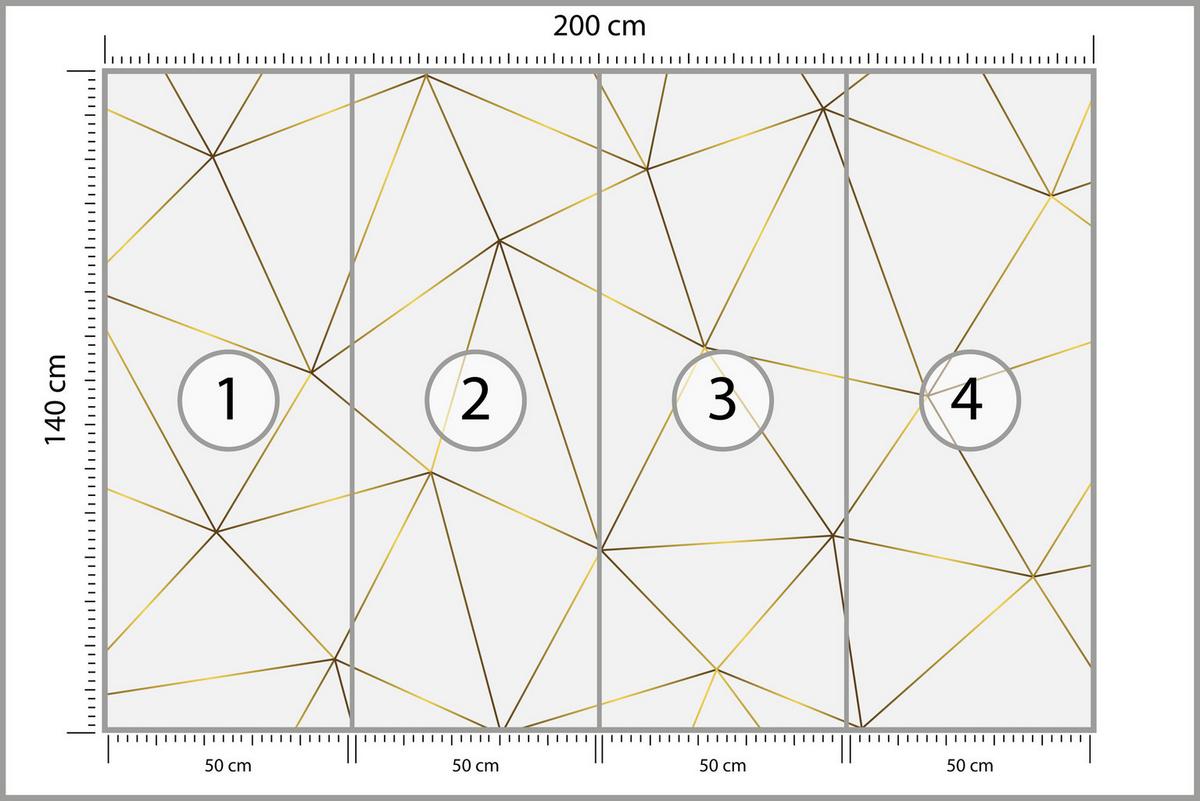 FOTOTAPETE Geometrische Abstraktion Glamour Stil 200x140 - Gelb/Beige, Papier (200/140cm) - Muralo
