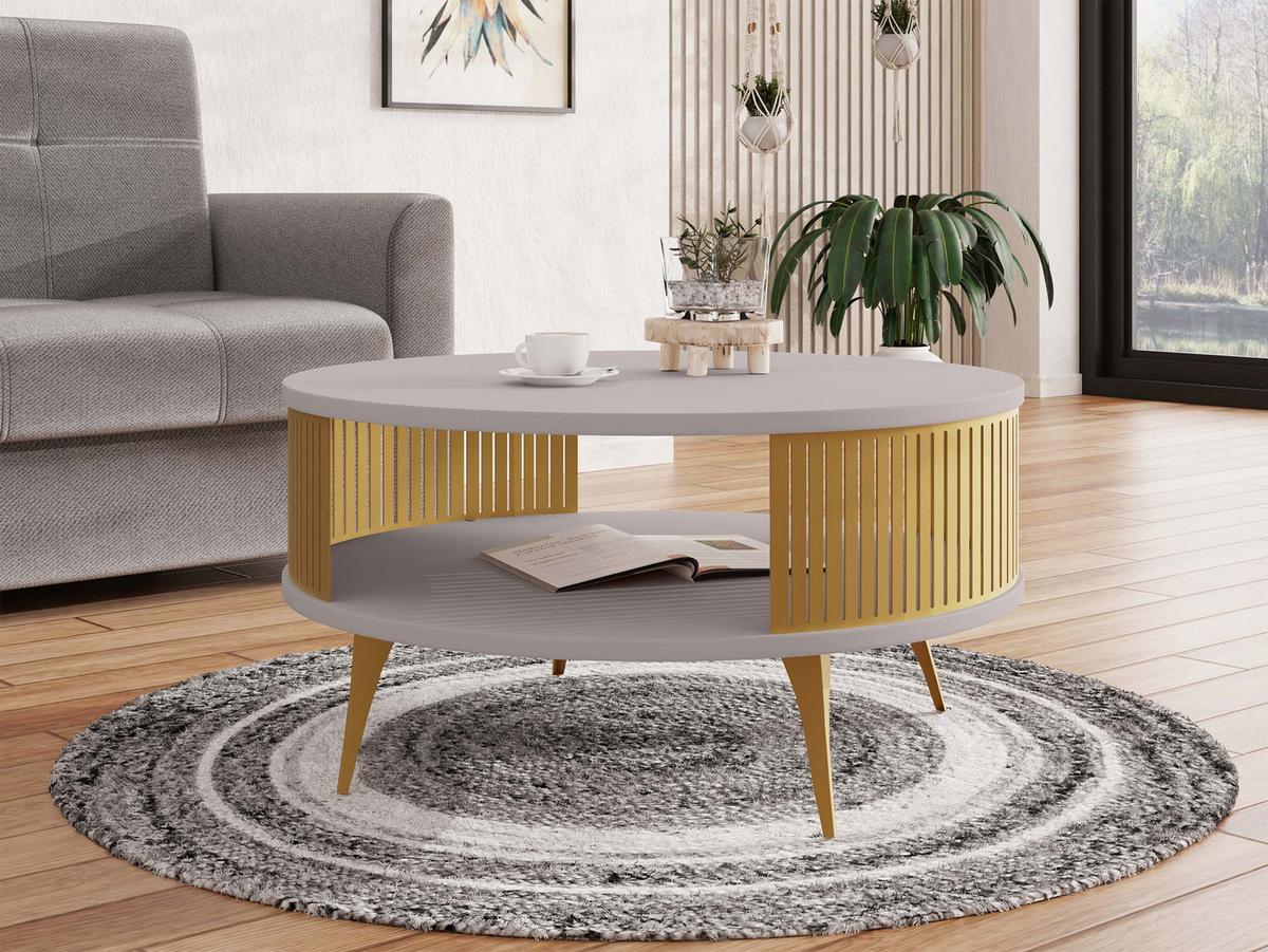 COUCHTISCH Roenni Gold - Kaschmir/Goldfarben, Holzwerkstoff/Metall (75/75/44cm) - MIRJAN24