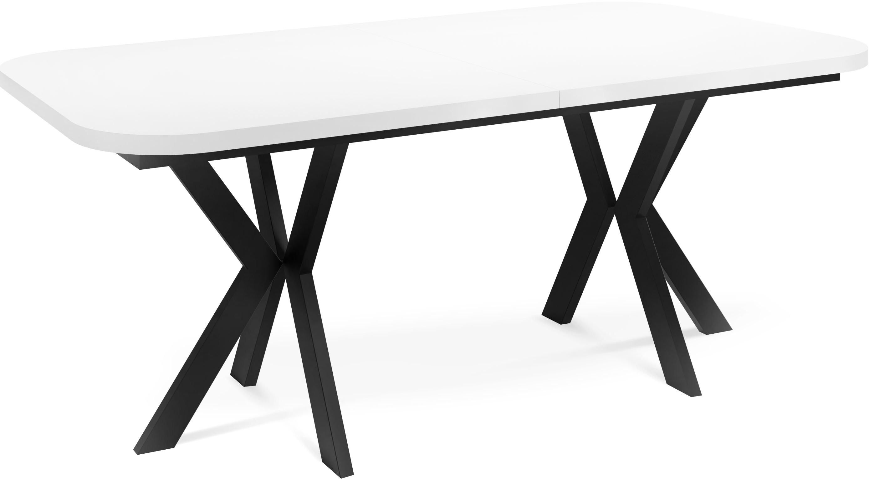 ESSTISCH Olivia ausziehbar rechteckig, Weiß 200-280/100/76 - Schwarz/Weiß, Holzwerkstoff/Metall (100/280/76cm) - WFL GROUP