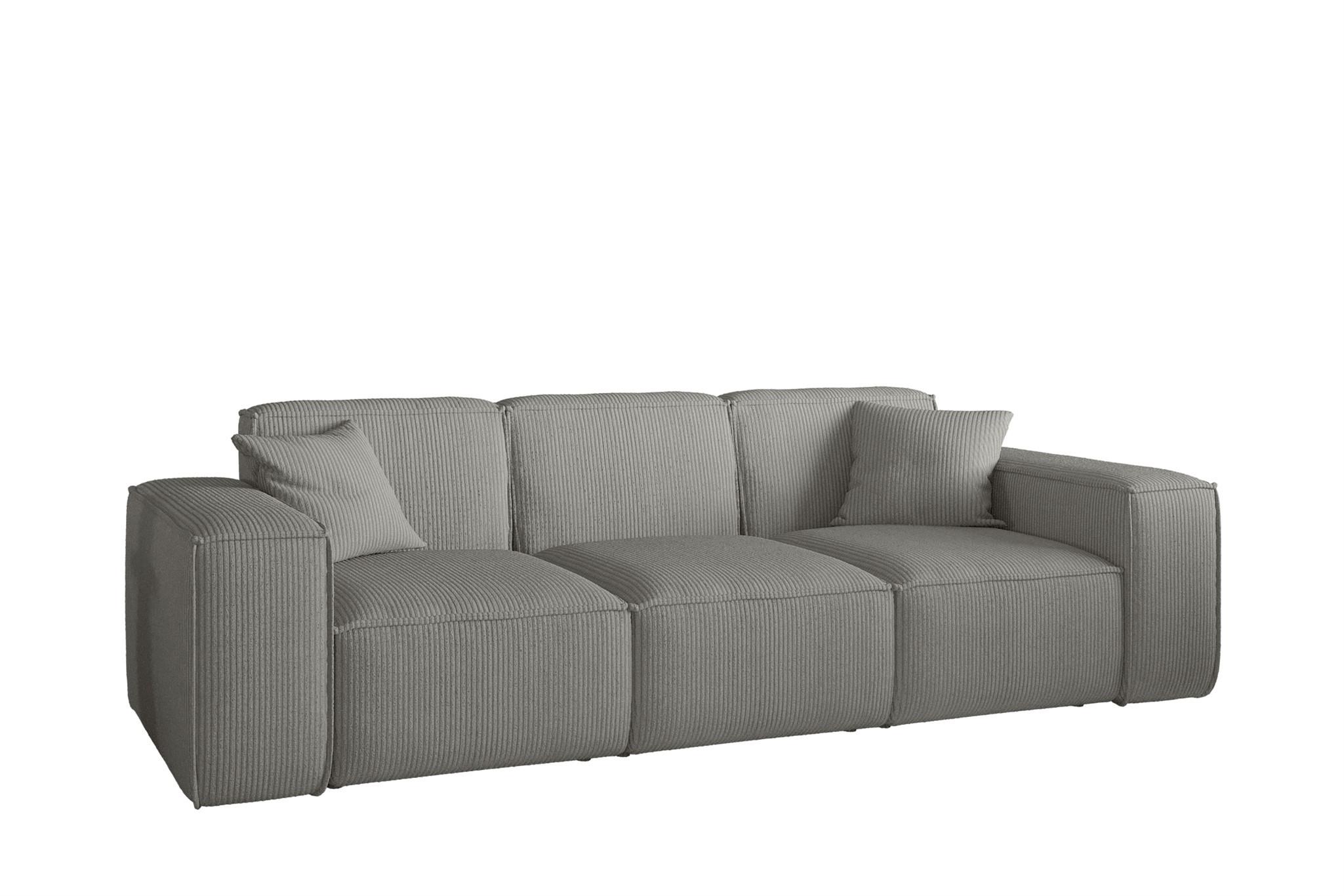 SOFA Celes Premium 3-sitzer Stoff Scala - Grau, Holzwerkstoff/Textil (225/73/88cm) - Fun Möbel