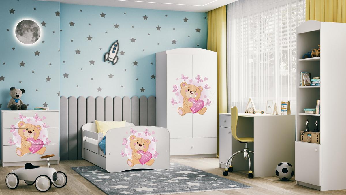 KINDERKLEIDERSCHRANK Teddybär I - Weiß, Holzwerkstoff (90/175/52cm) - RAUMHIRSCH FURNITURE