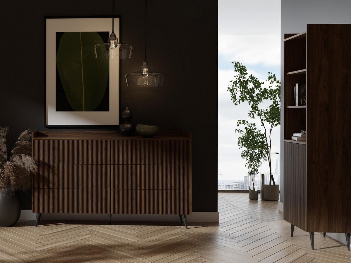 REGAL Arysa in Braun Walnuss Holzoptik 52/182/41 cm - Walnussfarben/Schwarz, Holzwerkstoff/Metall (52/180/41cm) - WFL GROUP