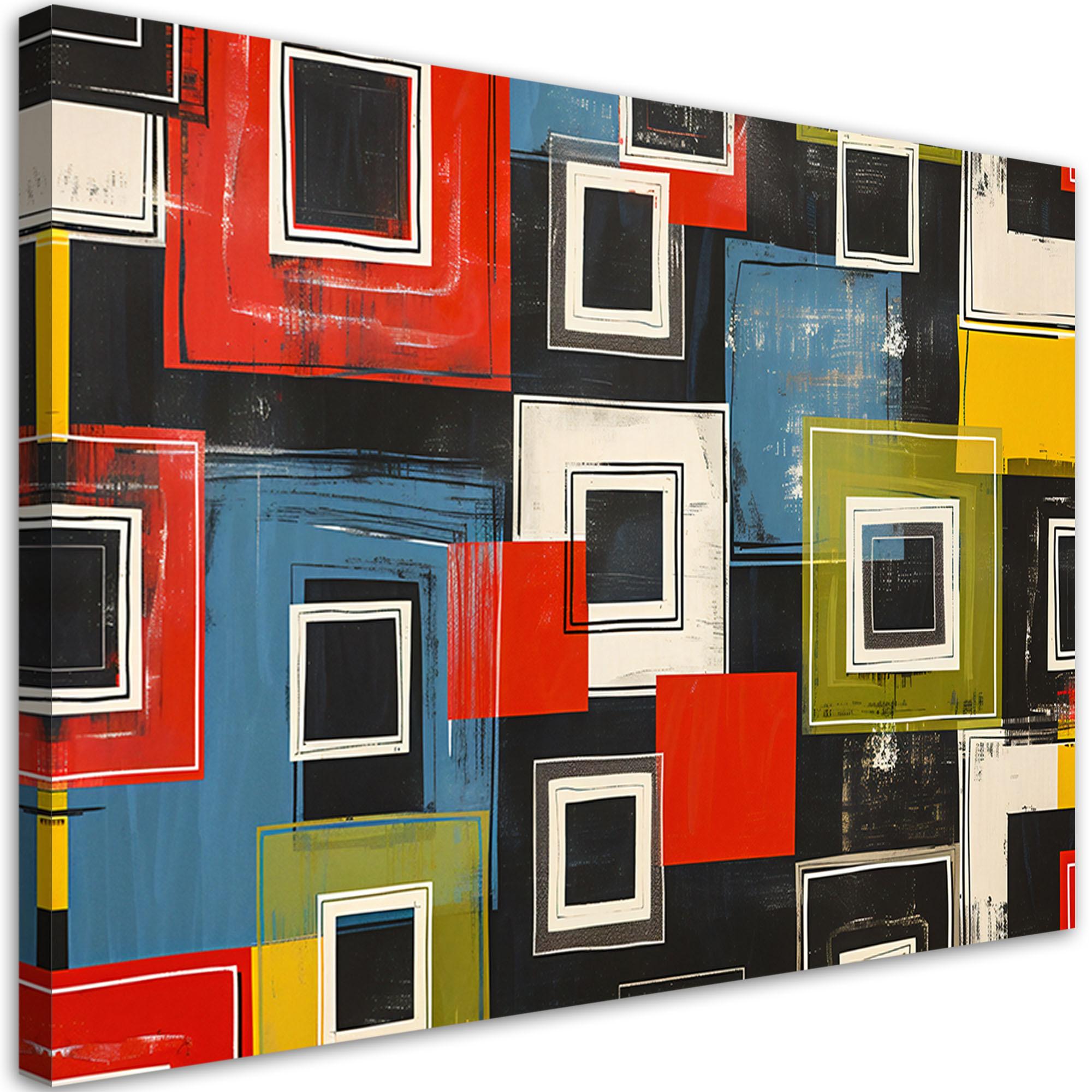 LEINWANDBILD Bunte Retro Abstraktion 100x70cm - Multicolor, Textil (100/70cm) - Feeby