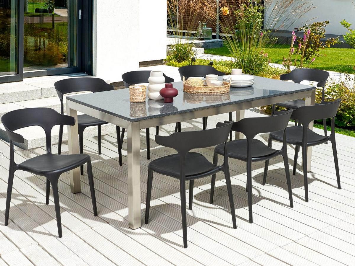 GARTENSTÜHLE 8er-Set Kunststoff schwarz Gubbio - Schwarz, Kunststoff (50/76/49cm) - Beliani