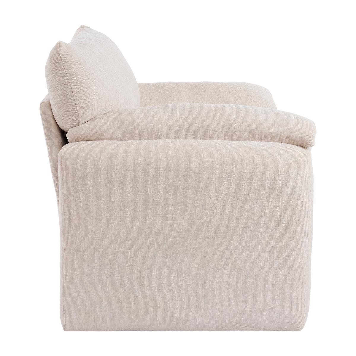 SESSEL Chenille Beige 96 cm Lounge Sessel mit Armlehnen und breiter Sitzfläche für Wohnzimmer - Beige, Textil (96/84/82cm) - Urban Meuble