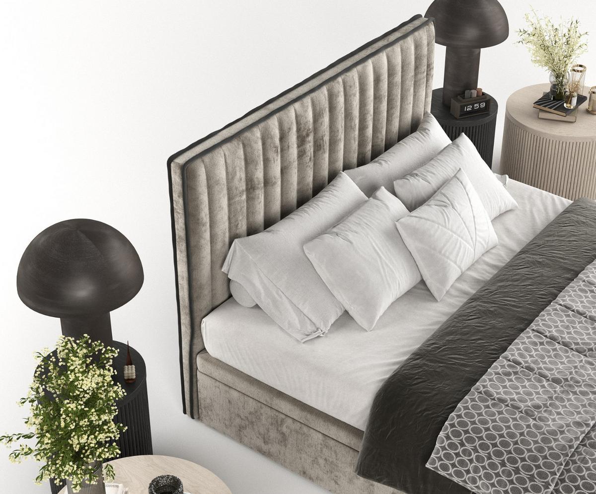 POLSTERBETT Keva mit Stauraum 180/200 cm Beige im Lotta Stoff - Beige/Schwarz, Holz/Holzwerkstoff (180/200cm) - AltaBeds