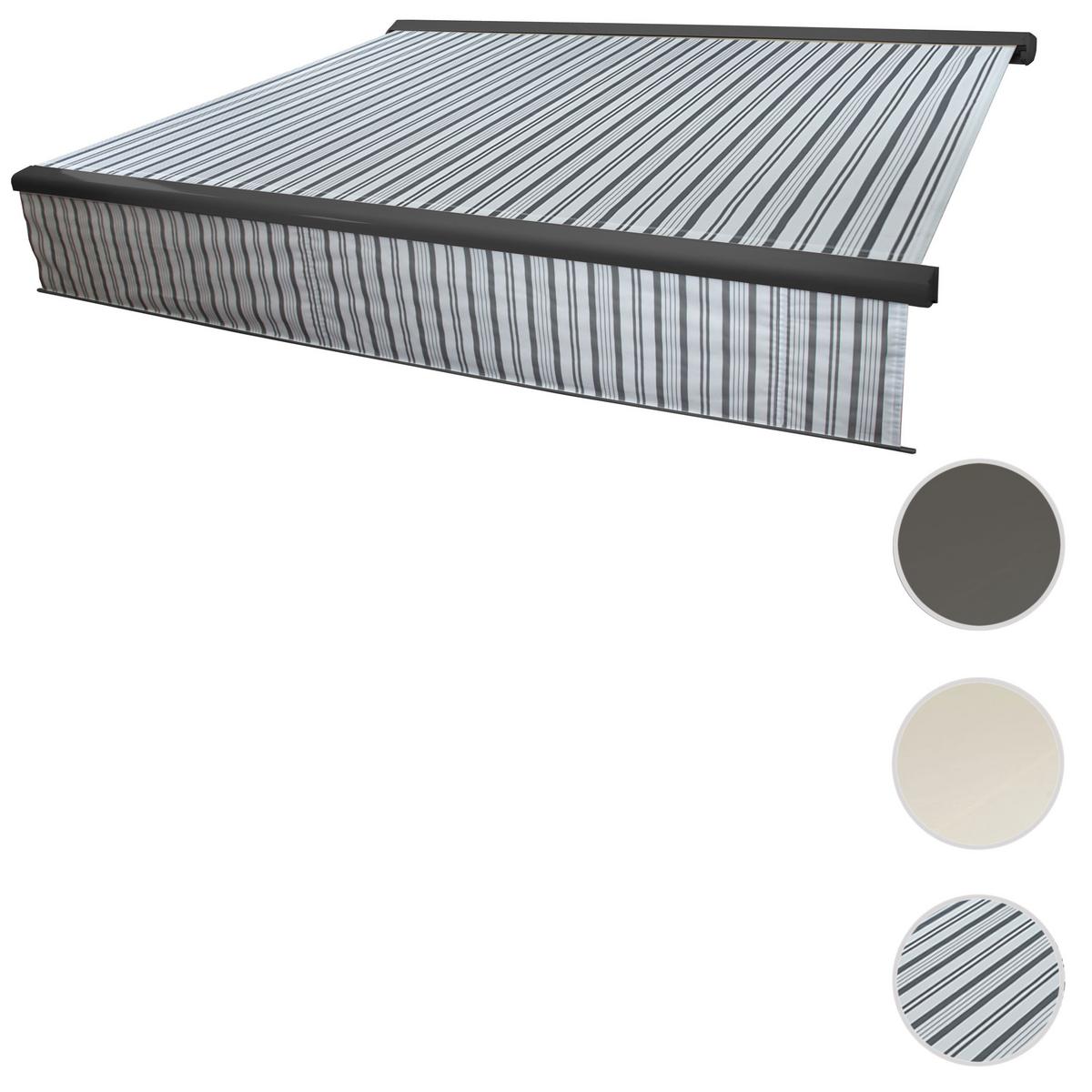 KASSETTEN-MARKISE VOLANT AUSFAHRBAR Grau, Weiß, Anthrazit - Anthrazit/Weiß, Textil (500/15/300cm) - MCW