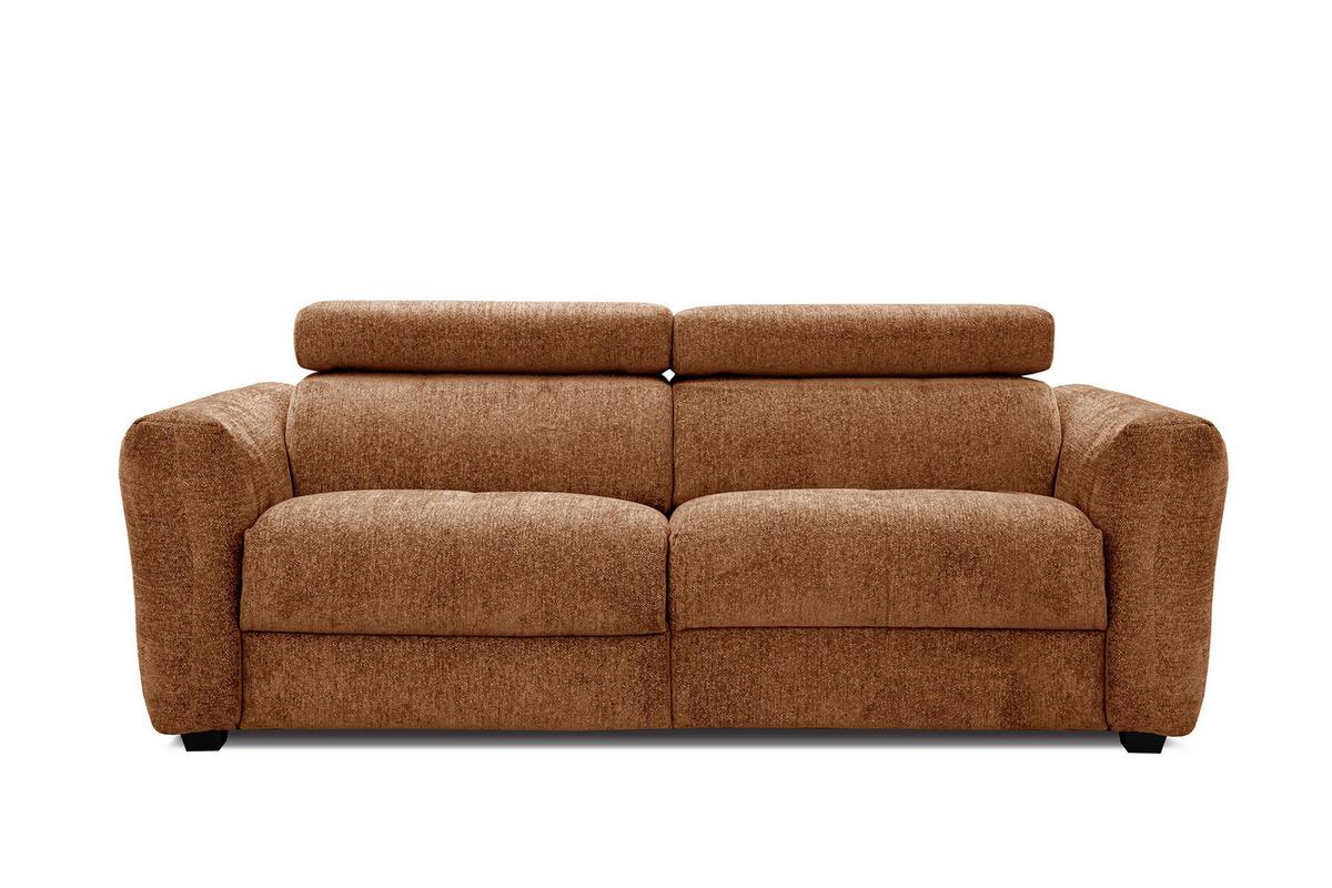 SOFA CALVERA 3-Sitzer mit 1 Relaxfunktion, dunkelorange - Dunkelorange/Schwarz, Holzwerkstoff/Textil (204/79/106cm) - Wozimo
