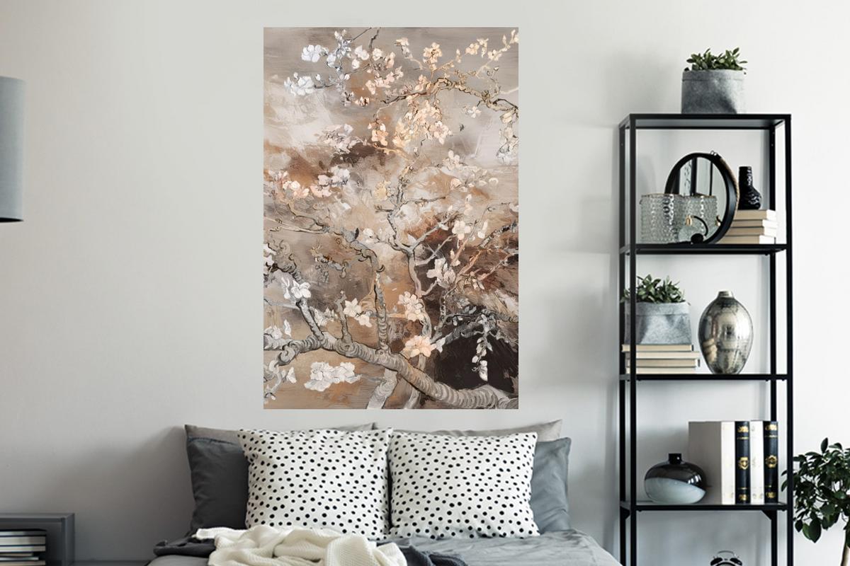 WANDTATTOO Mandelblüte - Kunst - Van Gogh - Beige - Abstrakt Wandaufkleber 80x120 cm - Braun, Kunststoff (80/120cm) - MuchoWow