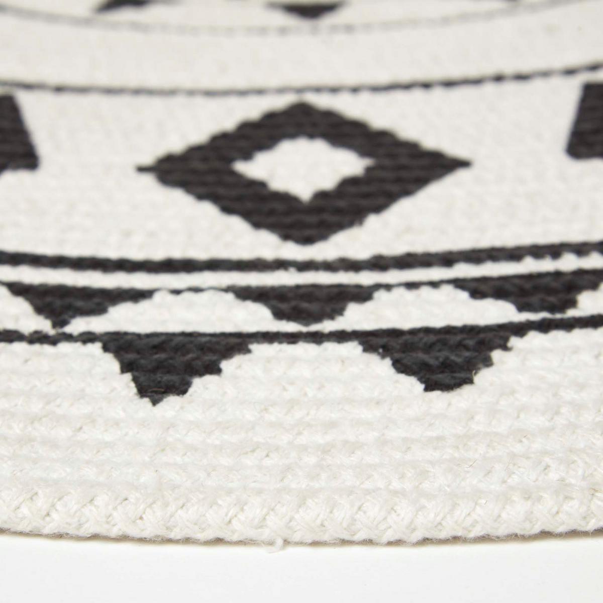 TEPPICH Lia geflochten mit Mandala-Muster rund 90 cm - Schwarz, Textil (90/90cm) - Homescapes