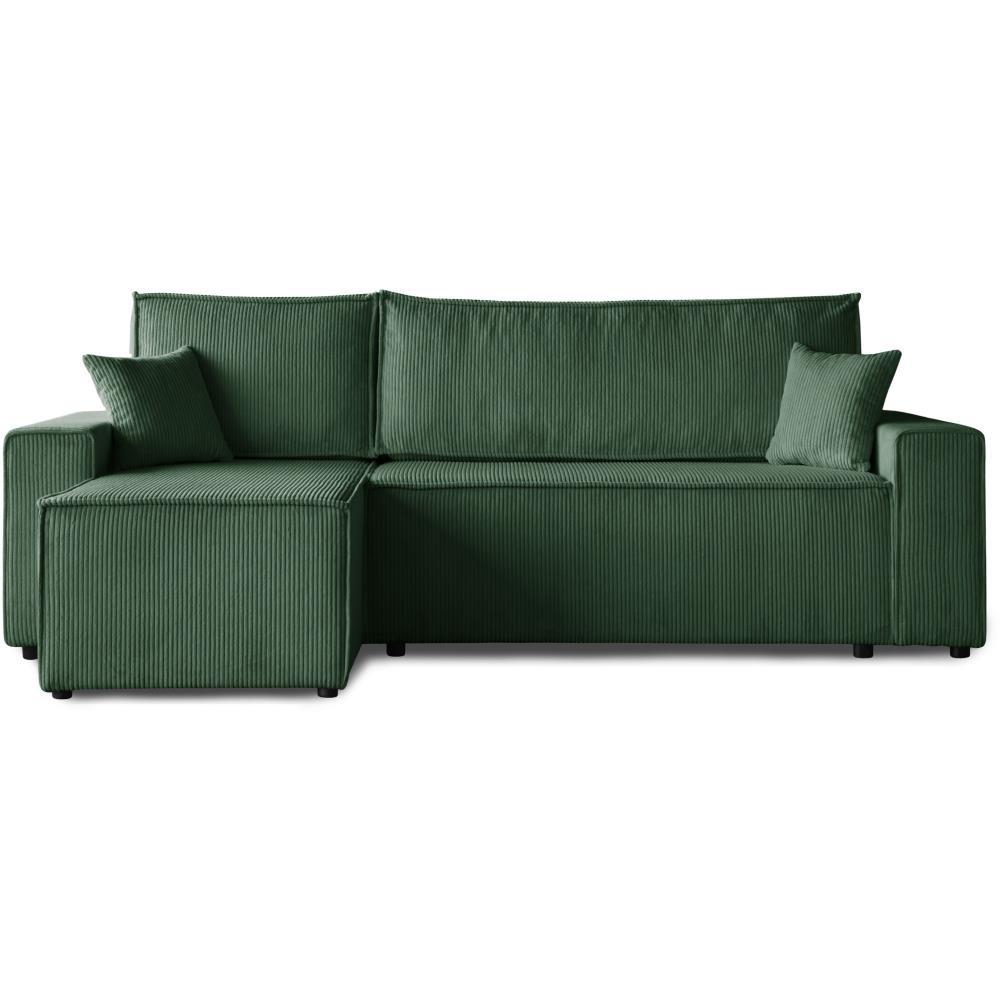 ECKSCHLAFSOFA mit Schlaffunktion Hektor, 247 cm, Ottomane 70 cm, dunkelgrün - Dunkelgrün/Schwarz, Kunststoff/Textil (247/152cm) - Beautysofa