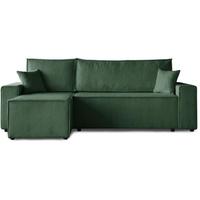 ECKSCHLAFSOFA mit Schlaffunktion Hektor, 247 cm, Ottomane 70 cm, dunkelgrün - Dunkelgrün/Schwarz, Kunststoff/Textil (247/152cm) - Beautysofa