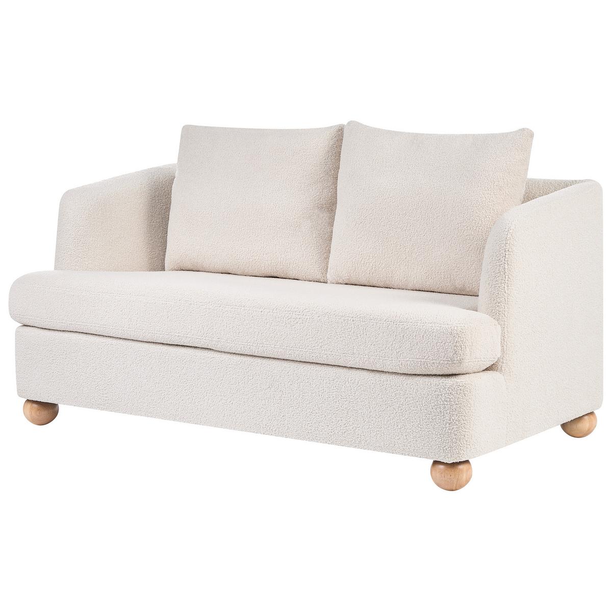 2-SITZER-SOFA Bouclé Cremeweiß Rattvik - Hellbraun, Textil (162/86/82cm) - Beliani
