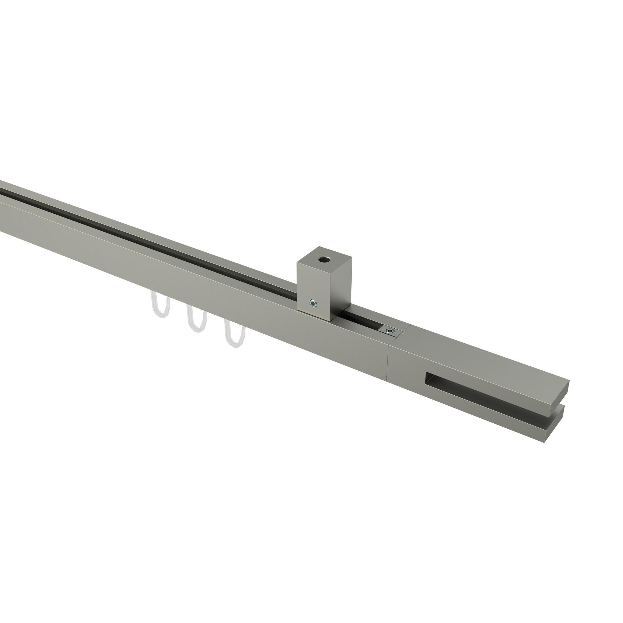 GARDINENSTANGE INNENLAUF Quadline Diapo 180 cm, 1-läufig, 20x20 mm Satin-Silber - Silberfarben, Metall (180cm) - INTERDECO