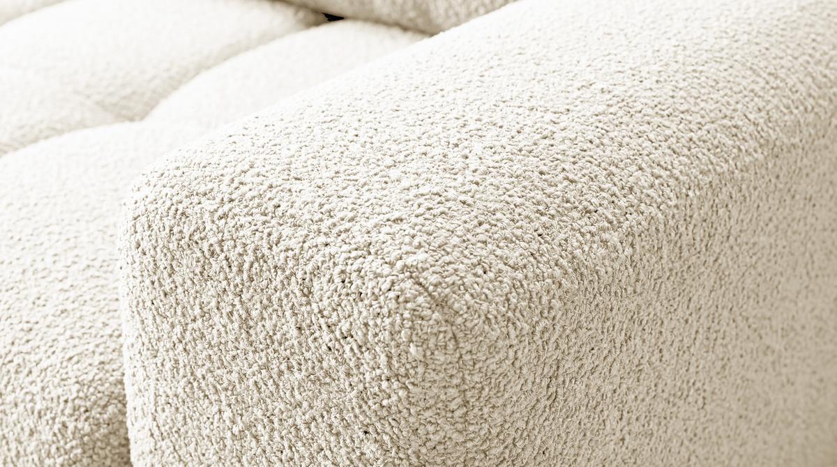 ECKSOFA Ovia mit Bettkasten und Schlaffunktion, Bouclé-Stoff in L-Form - Beige, Textil (270/185cm)