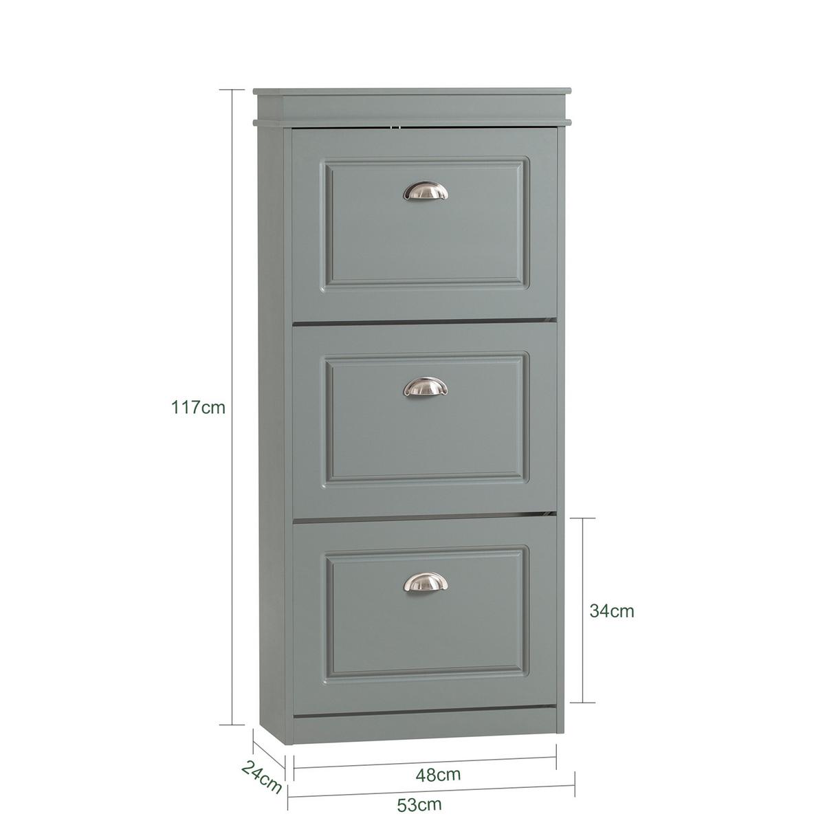 SCHUHSCHRANK Grau - Grau, Holzwerkstoff (53/117/24cm) - SoBuy