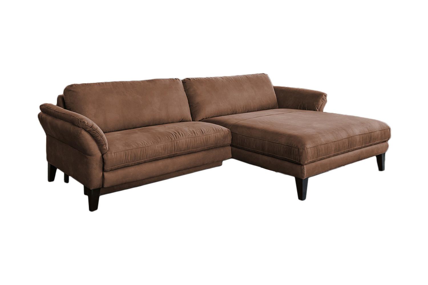 ECKSOFA MALTA Braun Webstoff - Schwarz/Braun, Buchenholz/Textil (302/175cm) - KAWOLA