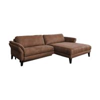 ECKSOFA MALTA Braun Webstoff - Schwarz/Braun, Buchenholz/Textil (302/175cm) - KAWOLA