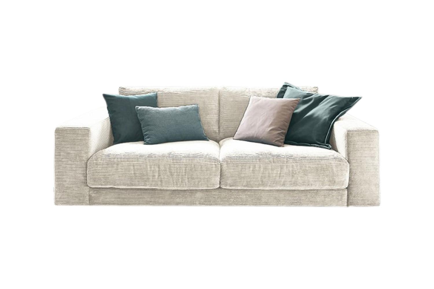 SOFA 2-SITZER MADELINE Cremeweiß Cord - Creme/Schwarz, Kunststoff/Textil (230/85/127cm) - KAWOLA