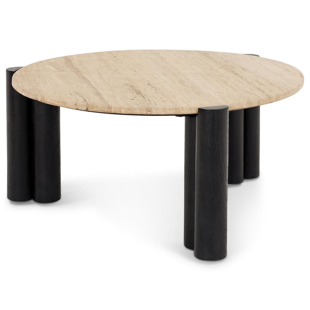 COUCHTISCH TAPTI beige/schwarz - Beige/Schwarz, Holz/Naturmaterialen (80/80/35cm) - IDIMEX