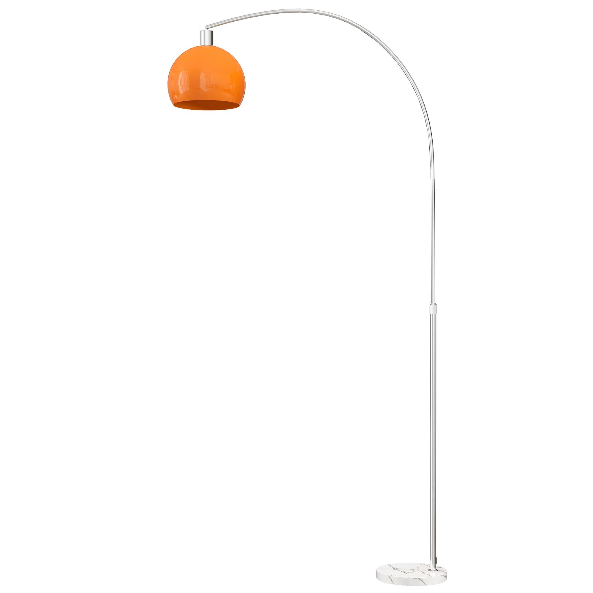 STEHLAMPE im Bogen Design mit Marmorsockel, dimmbar Leuchte - Orange, Metall (90/26/180cm) - HOMCOM