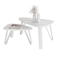 SATZTISCH NOA Stahlgestell, Freiform, Kaschmir / Bianco Marmor - Kaschmir/Perlmutt, Holzwerkstoff/Metall (94/60/42cm) - Idohome