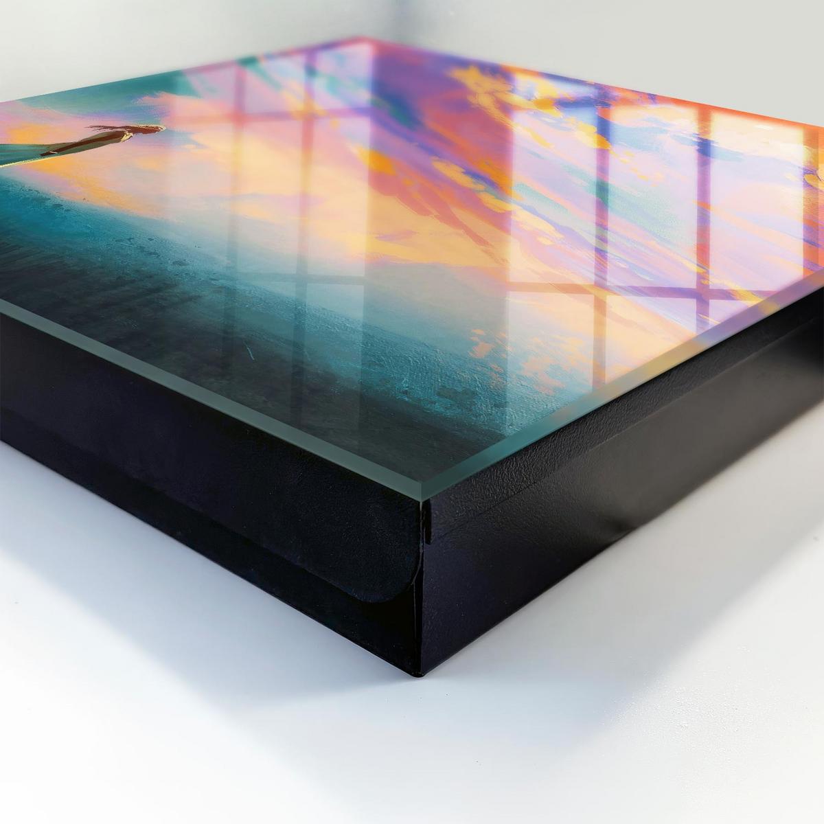 SCHLÜSSELBOX Schwarz 30x30 cm- Türöffnung nach rechts - Verträumte Szene - Orange, Metall (30/30/5cm) - TULUP