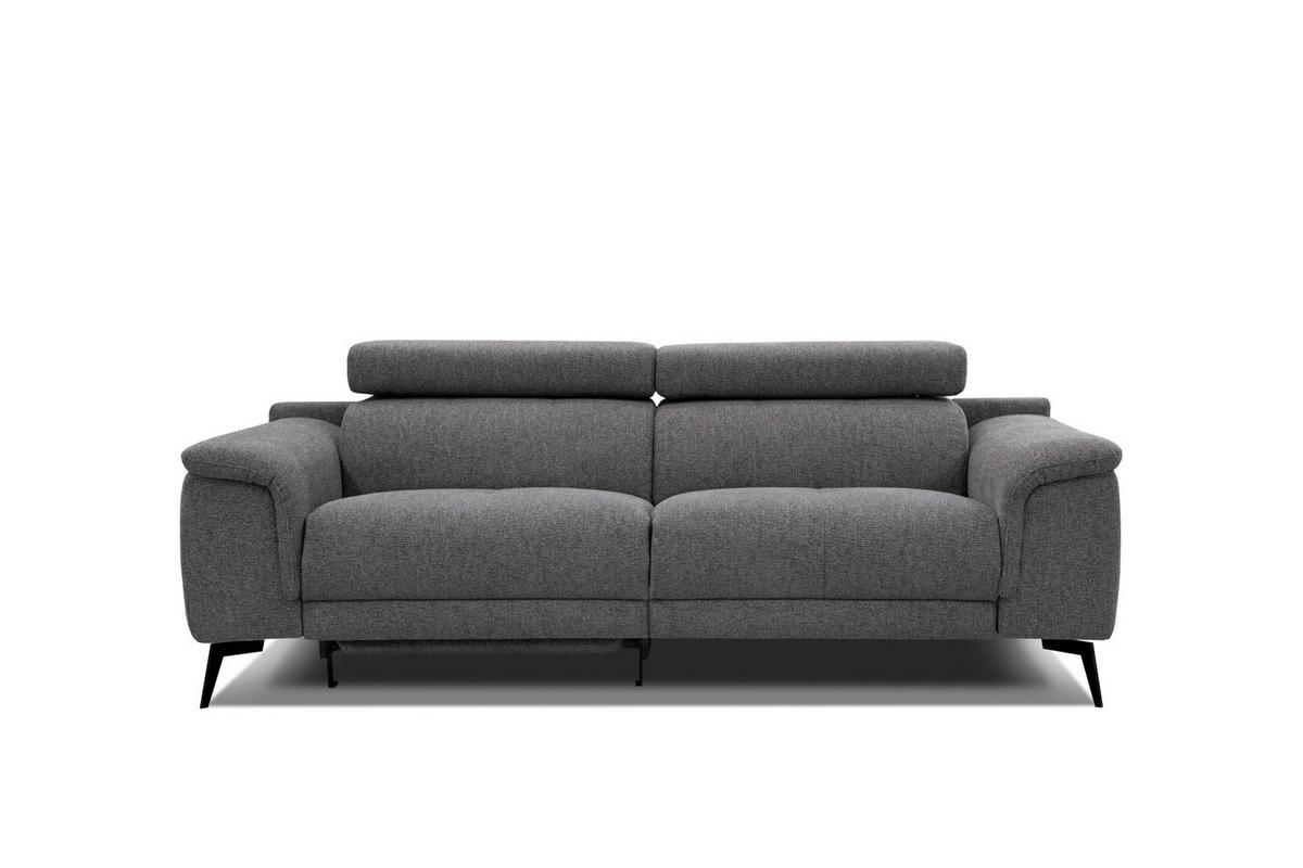RELAXSOFA FIERO 3-Sitzer mit 1 Relaxfunktion, dunkelgrau - Dunkelgrau/Schwarz, Holzwerkstoff/Textil (212/82/103cm) - Wozimo