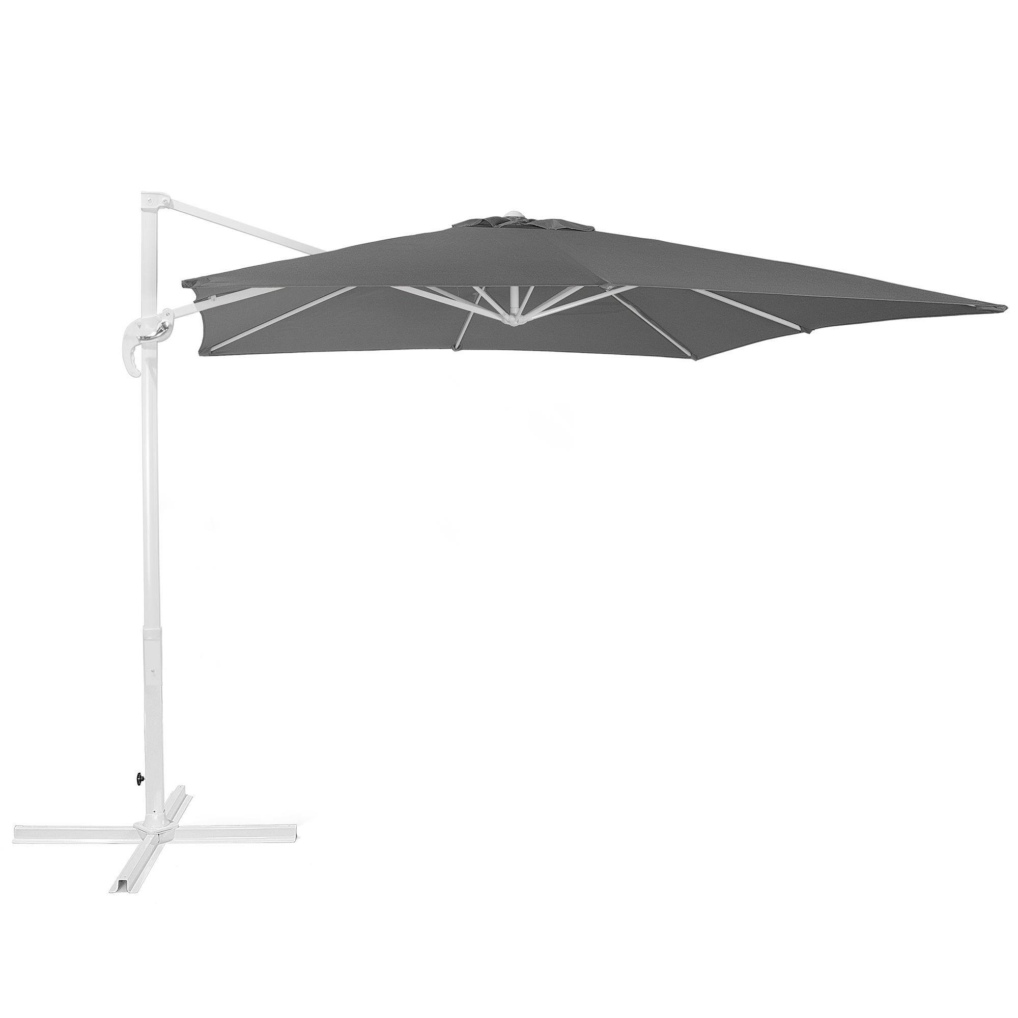 AMPELSCHIRM dunkelgrau/weiß 250/250/235 cm Monza - Weiß/Grau, Textil (250/250cm) - Beliani