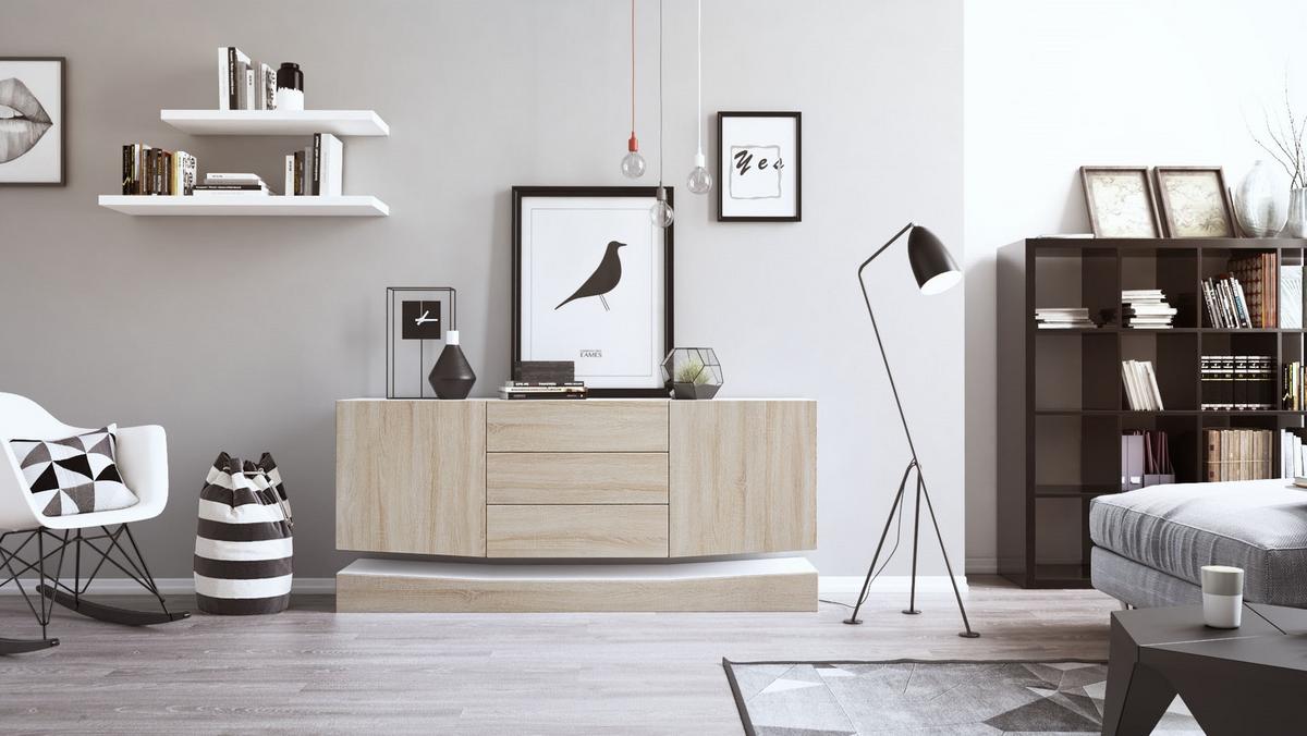 SIDEBOARD City Fronten in Eiche sägerau - Eiche San Remo, Holzwerkstoff (178/82/39cm) - Vladon