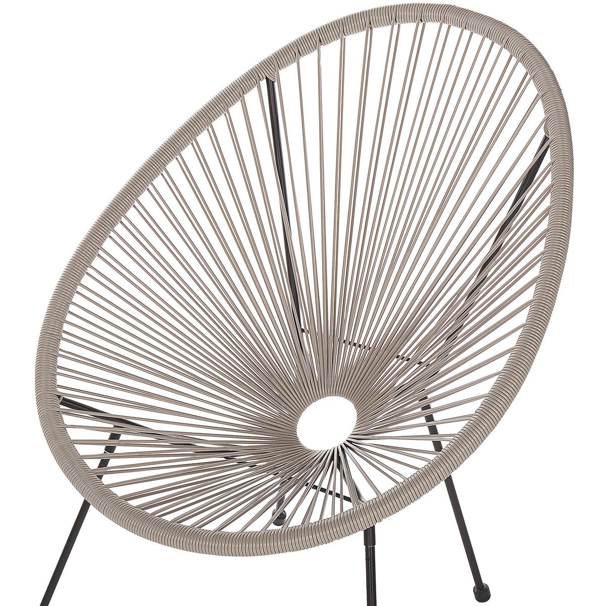 RATTANSTUHL Kunststoff hellgrau 70 cm Acapulco II - Hellgrau/Schwarz, Kunststoff (70/87/90cm) - Beliani