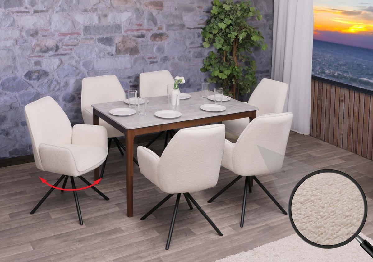 ESSZIMMERSTUHL Cremeweiß 6er-Set - Creme/Weiß, Textil (60/86/60cm) - MCW