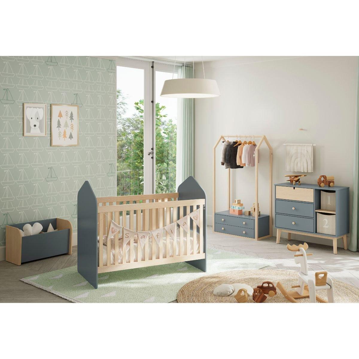 KOMMODE 3 Schubladen und 2 Fächer L90 cm - Estefania - Grün, Holzwerkstoff (40/81/90cm) - Calicosy