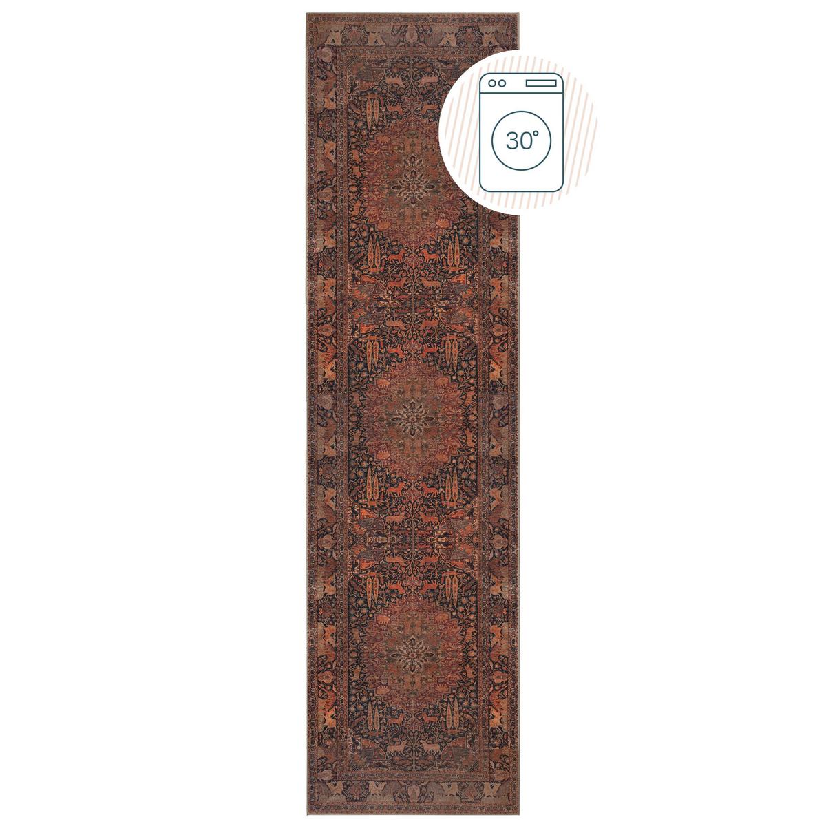 TEPPICH Waschbar HURST, orientalisch mit Medaillon, aus Polyester, Rot, 60 x 230 cm - Rot, Textil (230/60cm) - KADIMA DESIGN