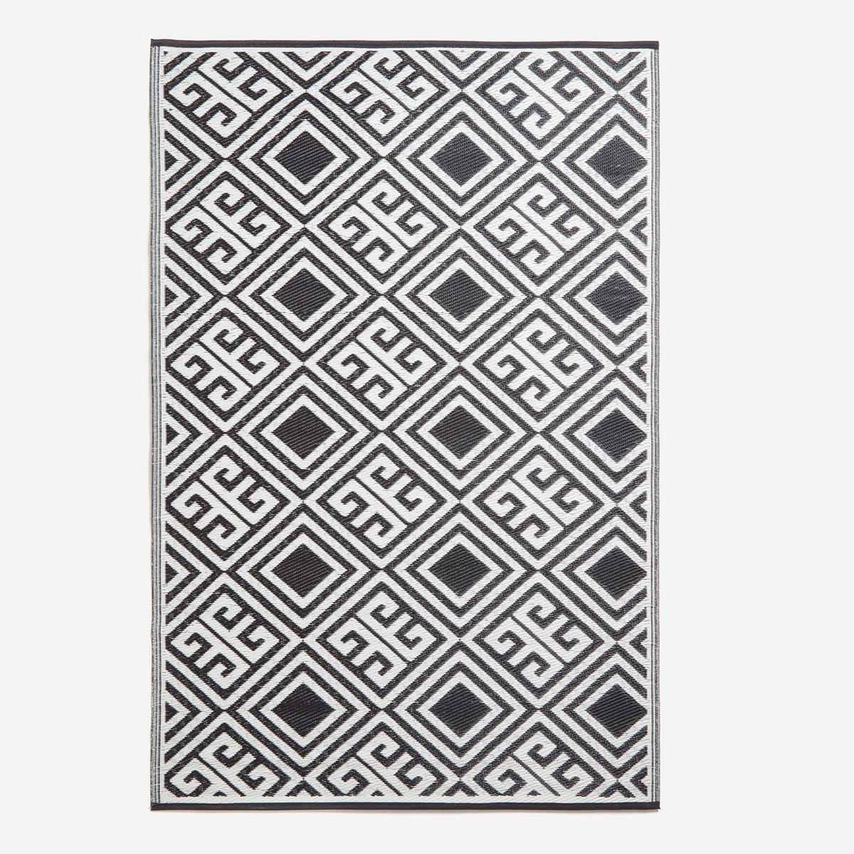 OUTDOORTEPPICH geometrisch gemustert 120/186 cm - Schwarz/Weiß, Kunststoff (120/186cm) - Homescapes