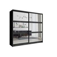 KLEIDERSCHRANK Portland Esche Schwarz 230/215/62 - Schwarz, Holzwerkstoff (230/215/62cm) - RAUMHIRSCH FURNITURE