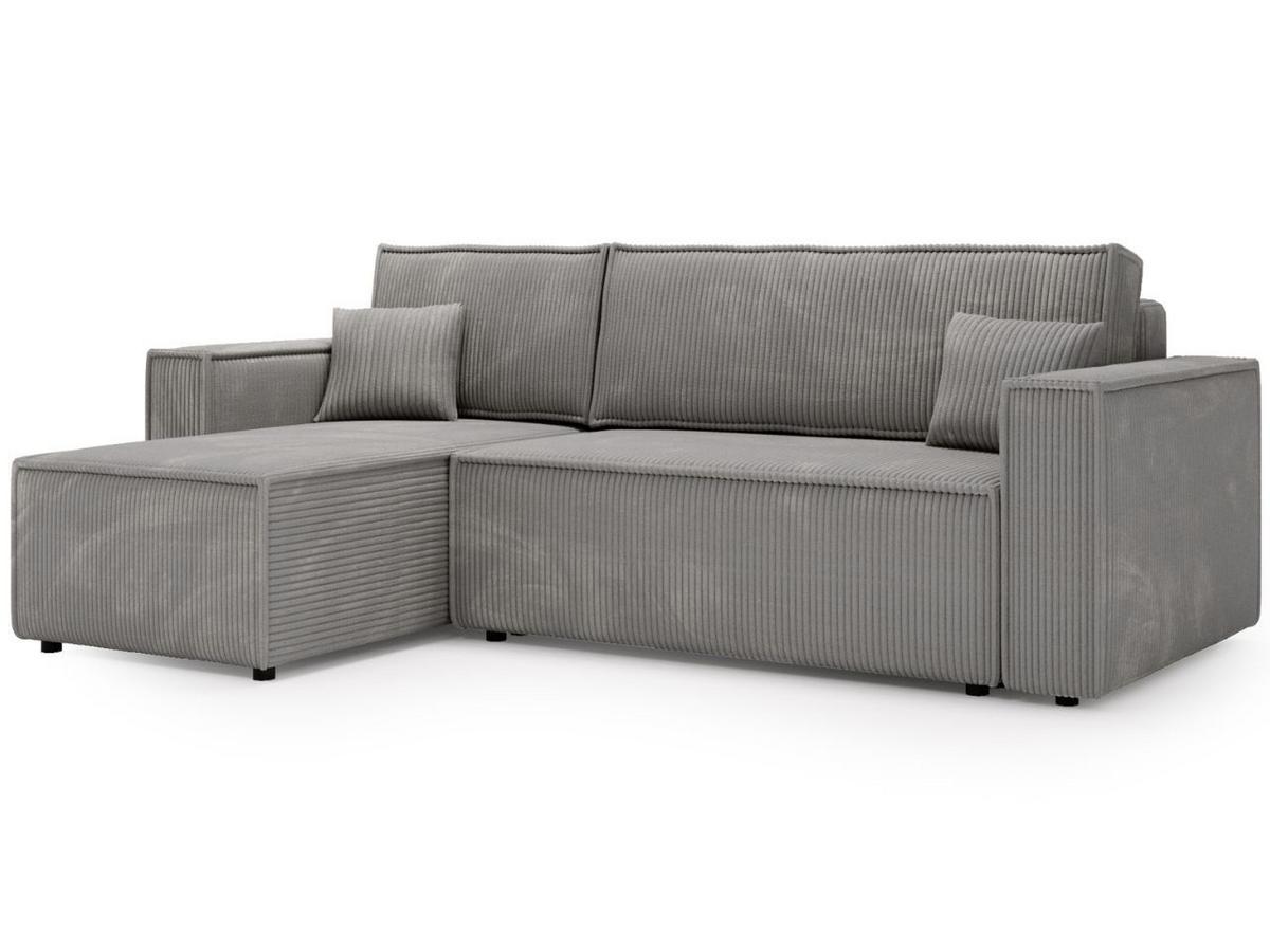 ECKSOFA Prato L Grau - Schwarz/Grau, Holz/Textil (253/145cm) - Graingold