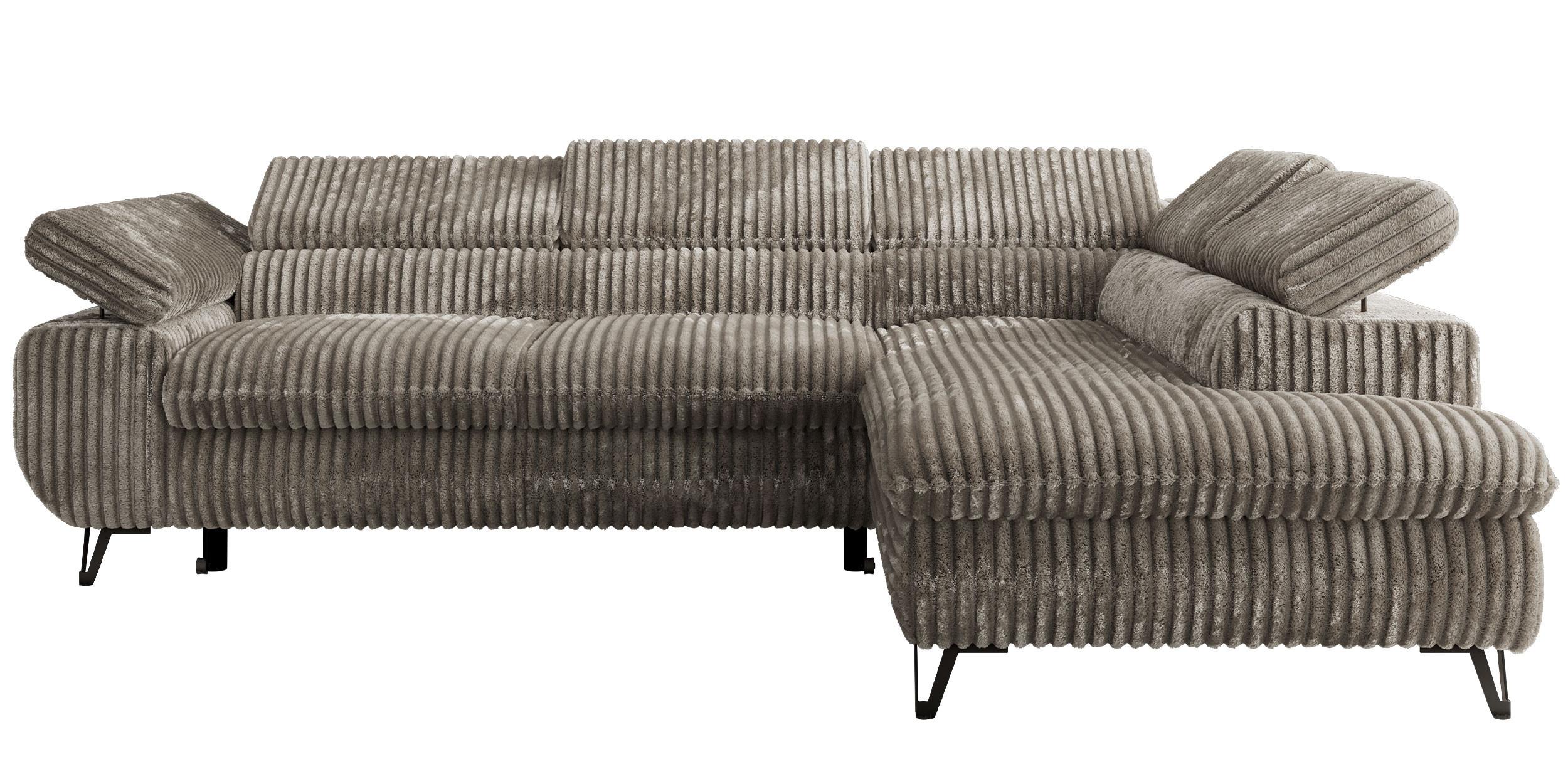 ECKSOFA PABLO L Grau Cord - Rechts Seite - Schwarz/Grau, Textil/Metall (273/208cm) - MKS