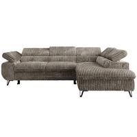 ECKSOFA PABLO L Grau Cord - Rechts Seite - Schwarz/Grau, Textil/Metall (273/208cm) - MKS