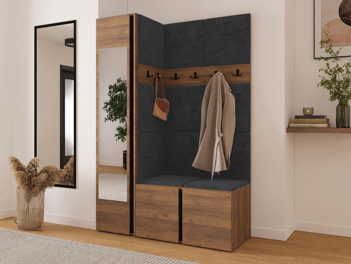 GARDEROBEN-SET Orion X - Anthrazit/Nussbaumfarben, Holzwerkstoff/Kunststoff (124/186/46cm) - MIRJAN24