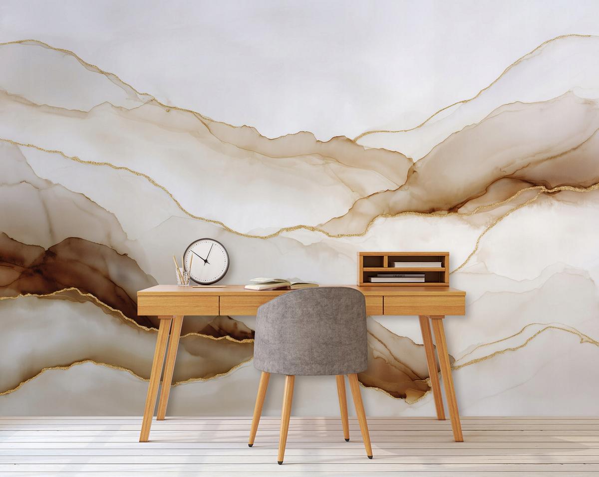 FOTOTAPETE Marmor Abstrakt Beige 300x210 cm - Multicolor, Papier (300/210cm) - Wallarena